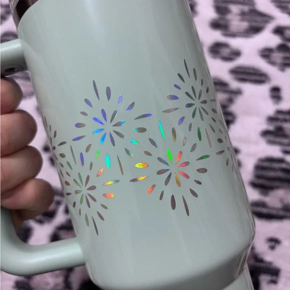 Stanley 40oz. Sky Blue Tumbler with Holographic Fireworks! - Picture 4 of 10